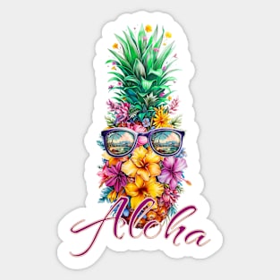 Feel The Aloha Spirit Hibiscus Hawaiian Pineapple Sticker